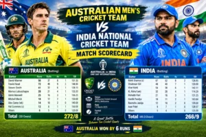 Australian Men’s Cricket Team vs India National Cricket Team Match Scorecard