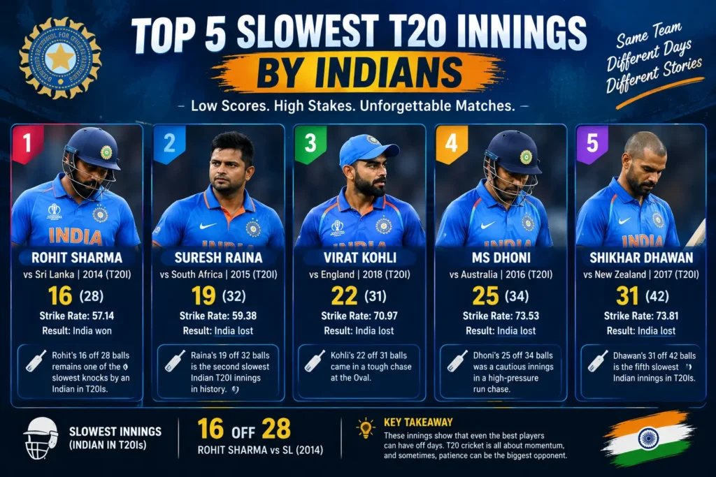 Top 5 Slowest T20 Innings by Indians